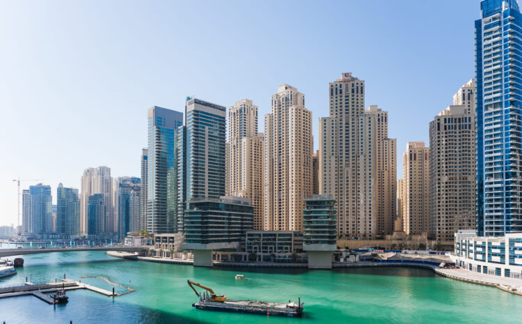 DUBAI, UAE - DECEMBER 22: Dubai Marina, on December 22, 2012, Dubai, UAE. In the city of artificial channel length of 3 kilometers along the Persian Gulf.
